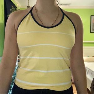 Rare vintage striped tie halter stretch top
